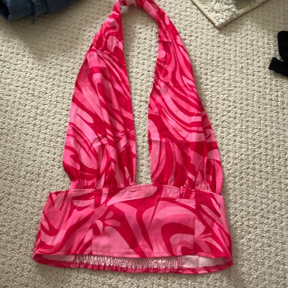 hot pink bodice tie crop top